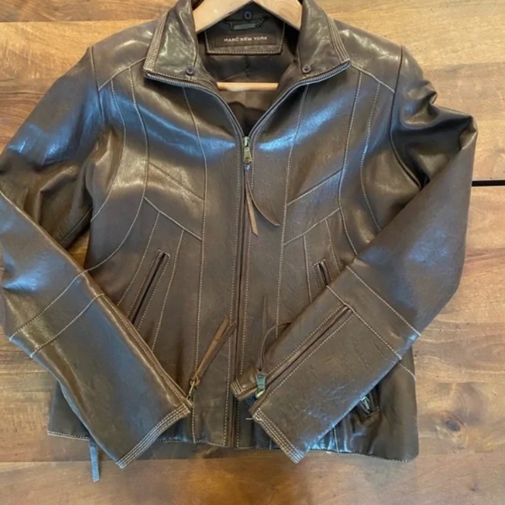 Vintage MARC brown leather jacket (med)
